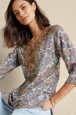 Outlet Soft Surroundings Kaimana Embellished Tunic SpringPaisley