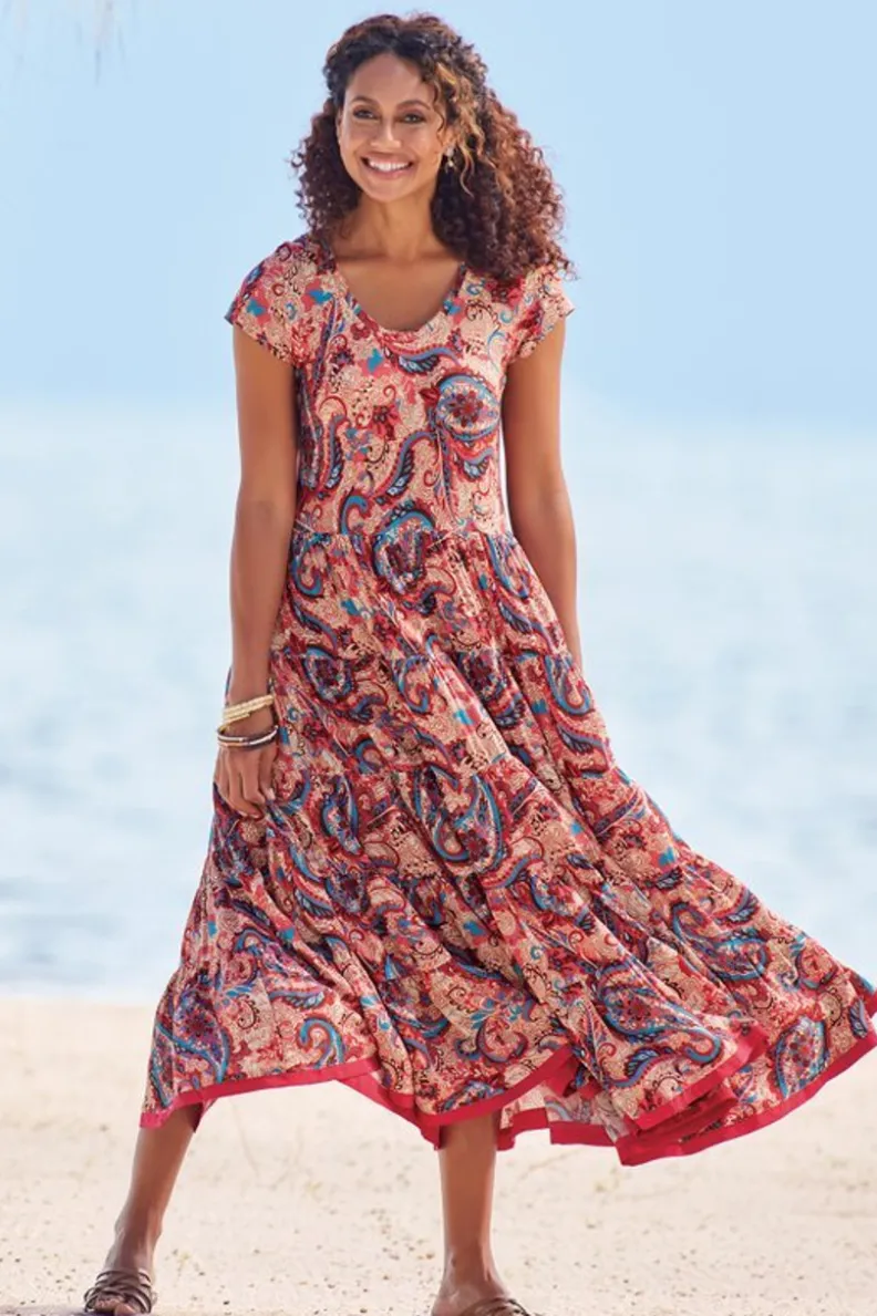 New Soft Surroundings Kara Dress FieryTealJacobean