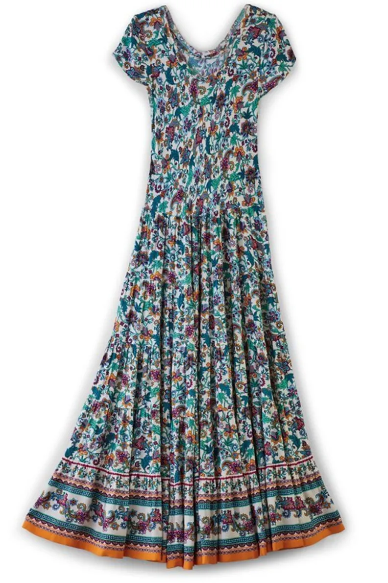 New Soft Surroundings Kara Dress FieryTealJacobean