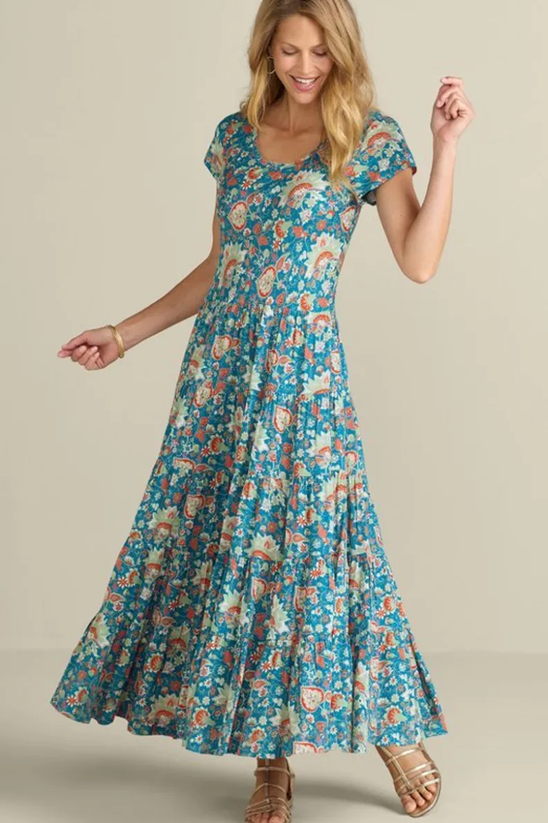 New Soft Surroundings Kara Dress FieryTealJacobean