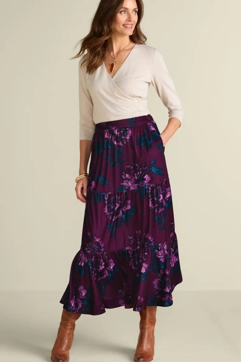 Online Soft Surroundings Kara Velvet Skirt BordeauxBloom