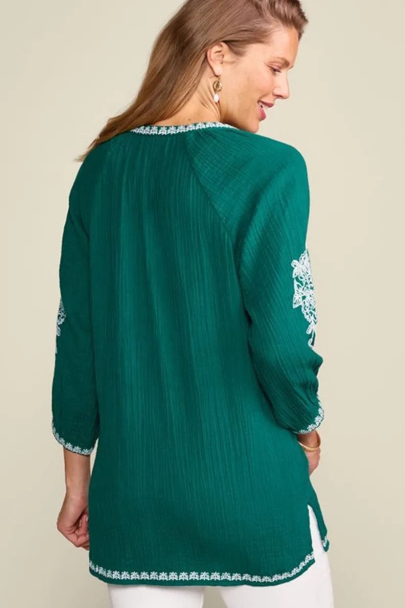 New Soft Surroundings Katie Gauze Tunic TealGreen