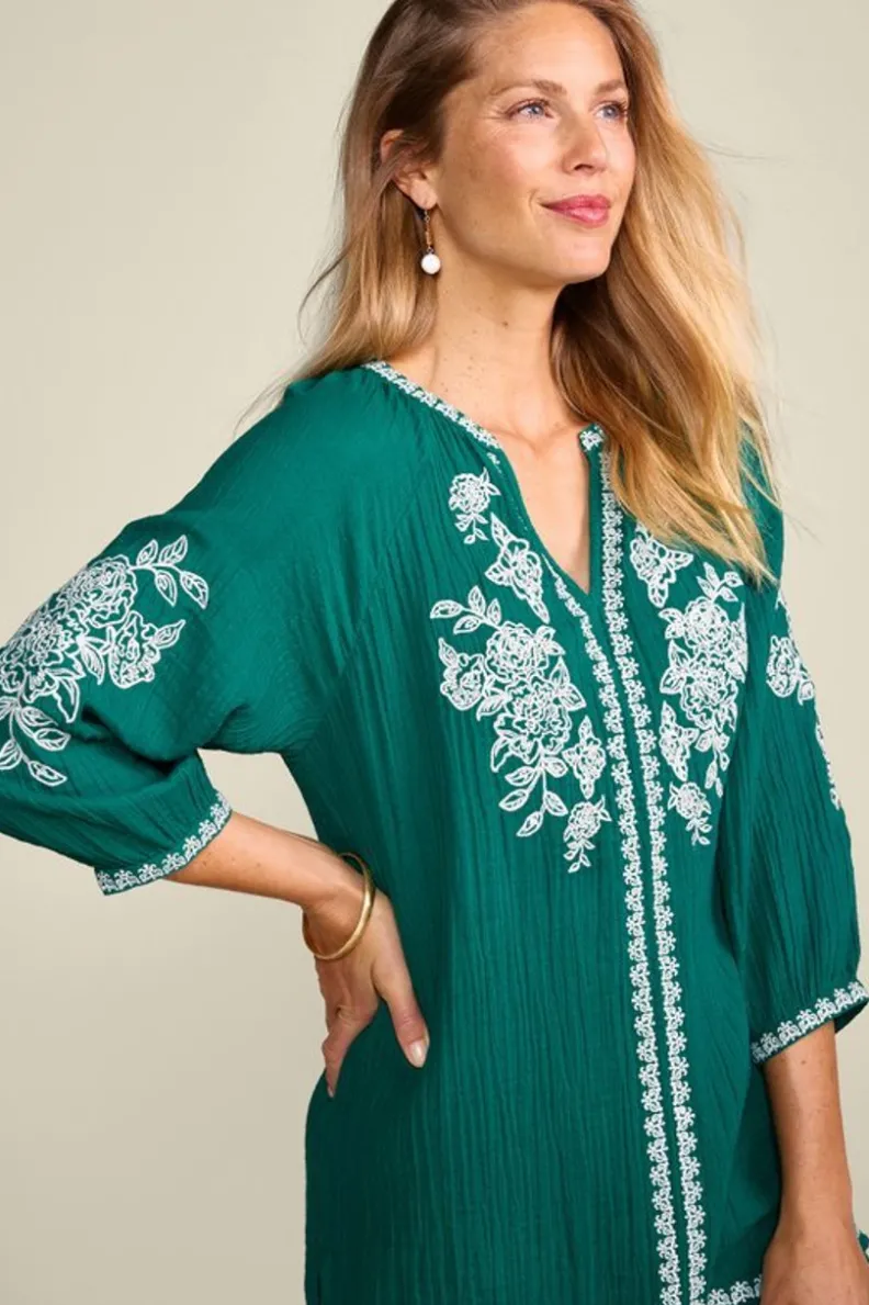 New Soft Surroundings Katie Gauze Tunic TealGreen