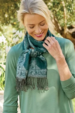 Sale Soft Surroundings Kelly Woven Scarf TealGreen