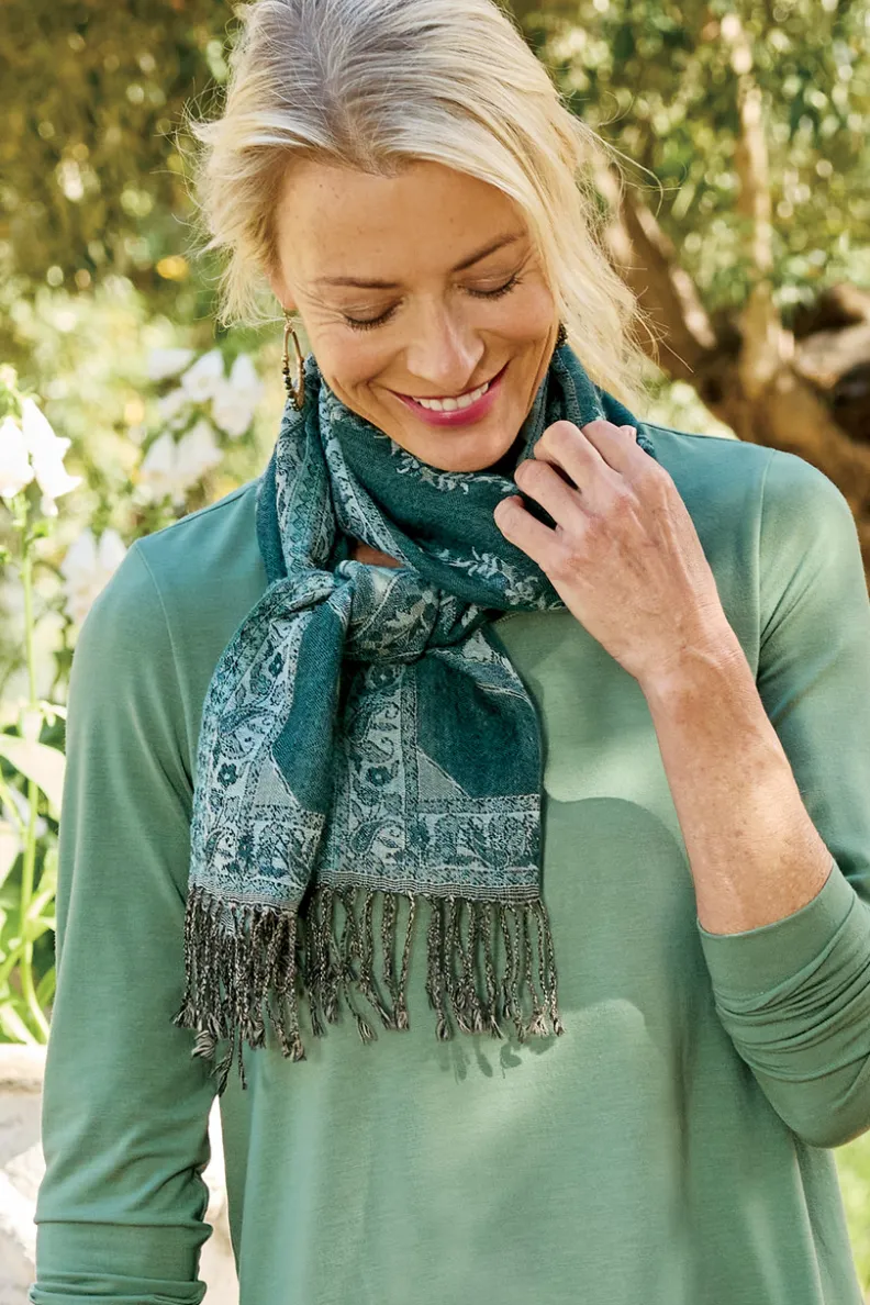 Sale Soft Surroundings Kelly Woven Scarf TealGreen