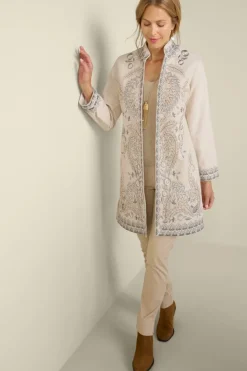 Discount Soft Surroundings Kerala Embellished Natural Jacket NaturalSeed