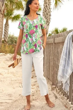 Sale Soft Surroundings Khulani Straight Leg Gauze Crop Pants Navy