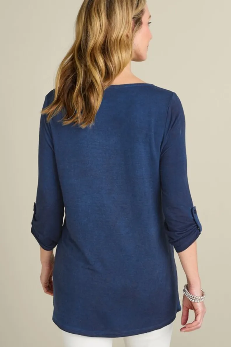 Outlet Soft Surroundings Kimbra Embroidered Tunic DenimBlue