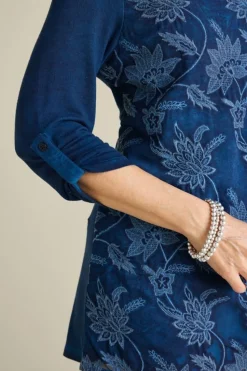 Outlet Soft Surroundings Kimbra Embroidered Tunic DenimBlue