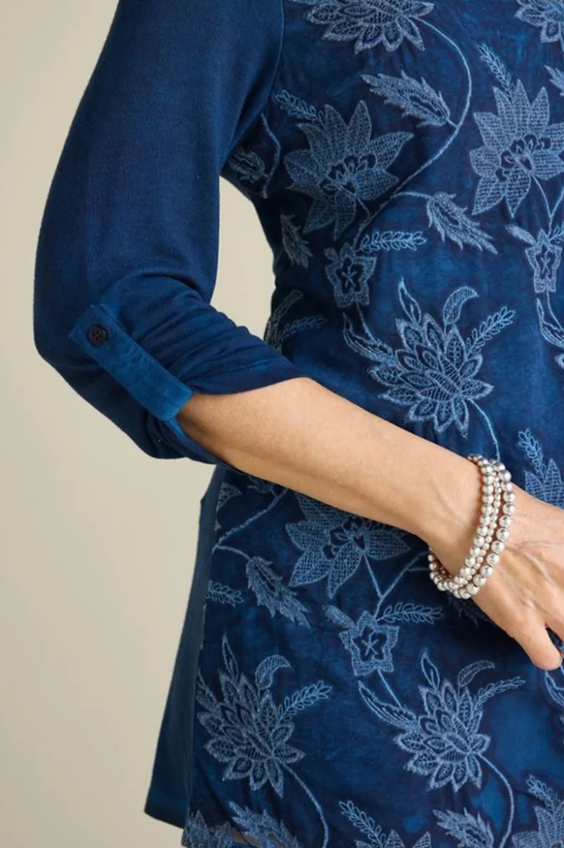 Outlet Soft Surroundings Kimbra Embroidered Tunic DenimBlue