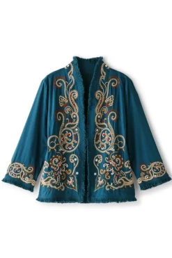 Sale Soft Surroundings Kiruna Embroidered Jacket Teal