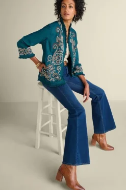 Sale Soft Surroundings Kiruna Embroidered Jacket Teal