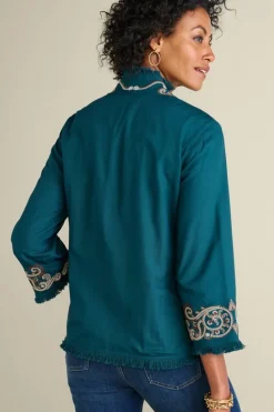 Sale Soft Surroundings Kiruna Embroidered Jacket Teal