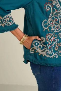 Sale Soft Surroundings Kiruna Embroidered Jacket Teal