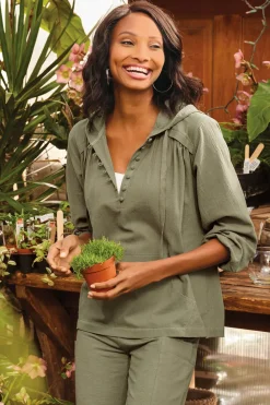 Fashion Soft Surroundings Lanai Hoodie BayLeaf