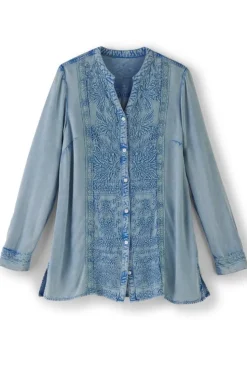 Outlet Soft Surroundings Las Olas Shirt LightBlue