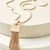 New Soft Surroundings Laurana Tassel Necklace Gold
