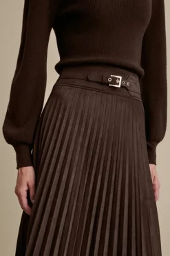 Outlet Soft Surroundings Lavina Faux Suede Skirt DarkBrown