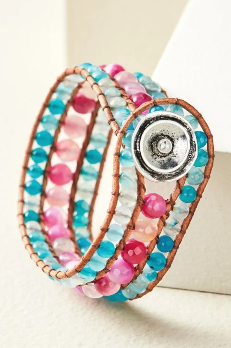 Fashion Soft Surroundings Leela Beaded Bracelet Pink/Blue