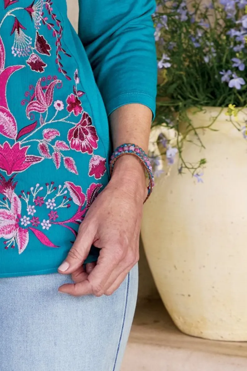 Fashion Soft Surroundings Leela Beaded Bracelet Pink/Blue