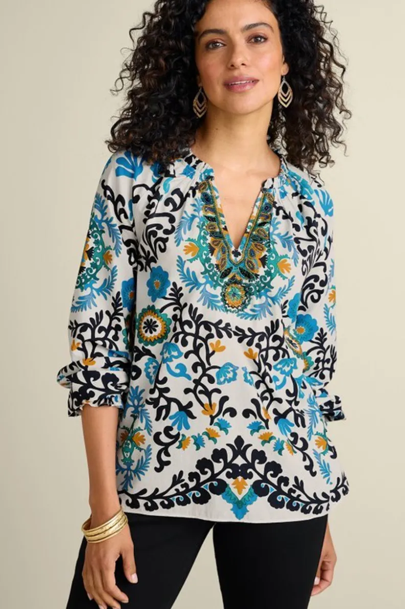 Fashion Soft Surroundings Leona Long Sleeve Top TibetanScarf