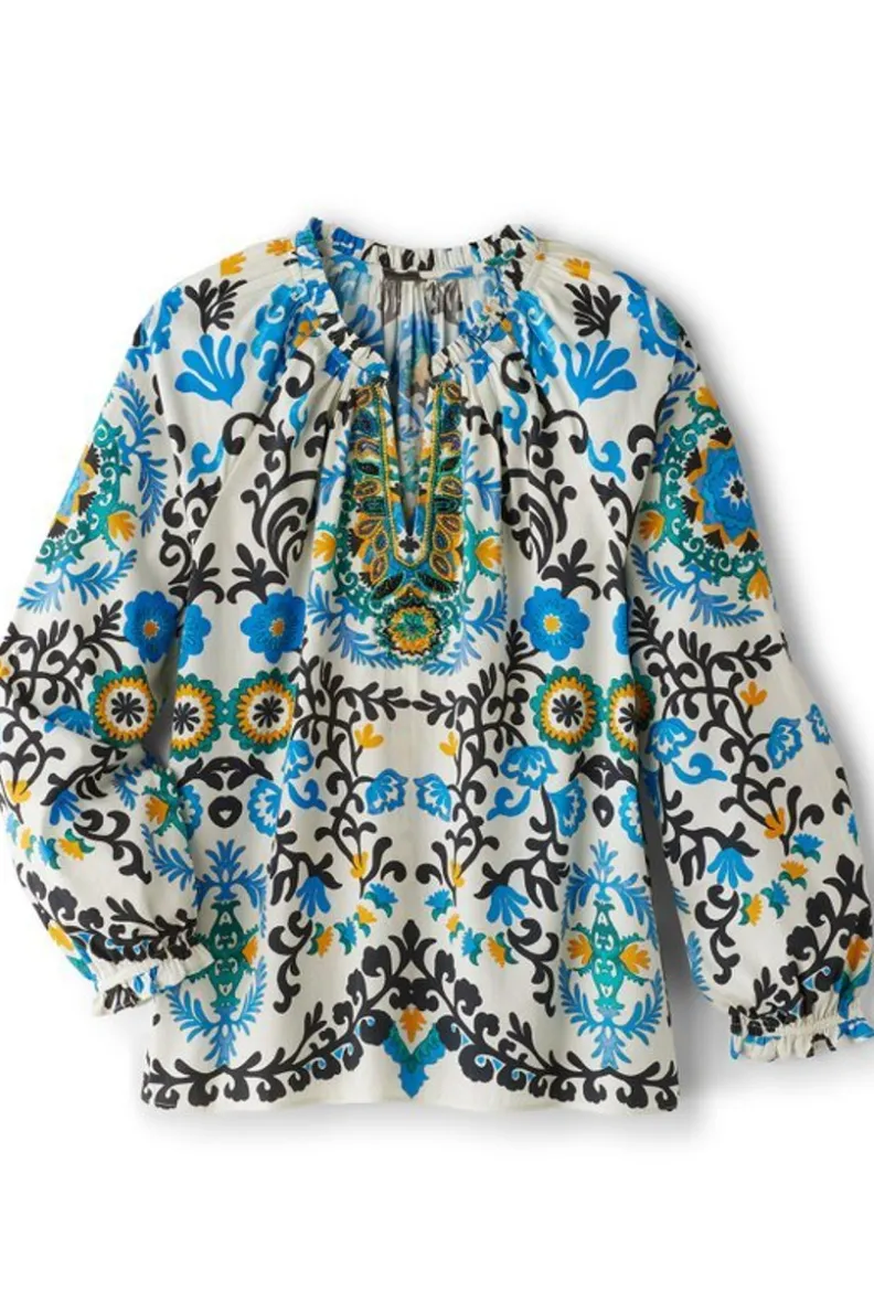 Fashion Soft Surroundings Leona Long Sleeve Top TibetanScarf