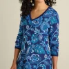 New Soft Surroundings Leonor Jacquard Tunic Sweater FallGardenBlue
