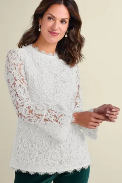 Fashion Soft Surroundings Lilith Lace Top White