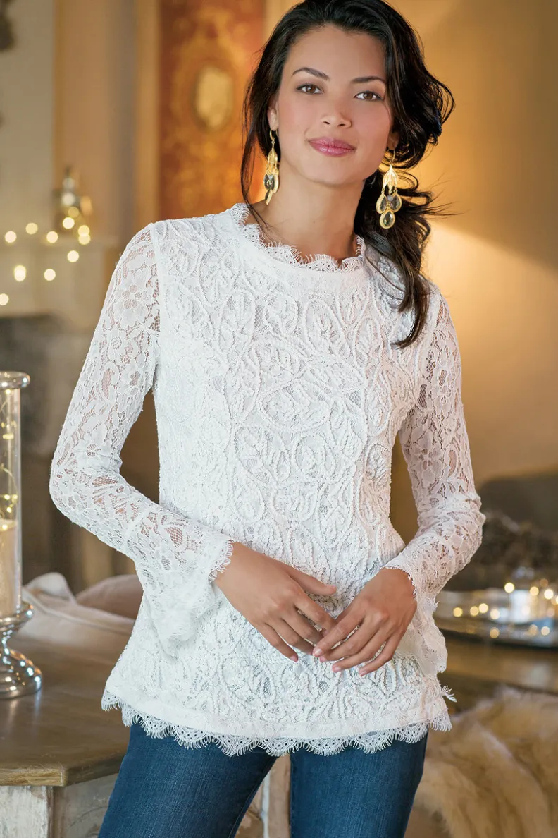 Fashion Soft Surroundings Lilith Lace Top White