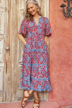 Sale Soft Surroundings Lilith Midi Dress CyntheraFloral/Border