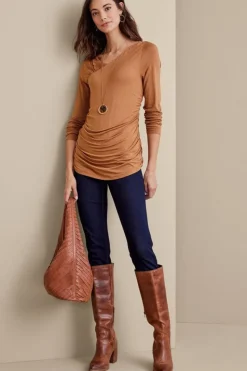 New Soft Surroundings Linette Top Hazelnut