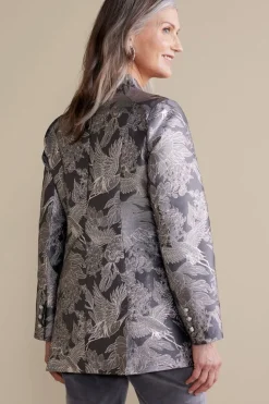 New Soft Surroundings Lismore Jacquard Jacket GrayTapestry