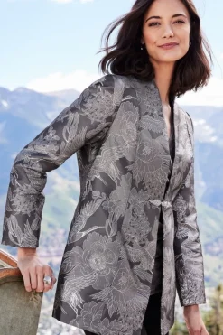 New Soft Surroundings Lismore Jacquard Jacket GrayTapestry