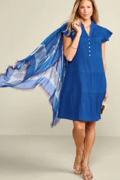 New Soft Surroundings Livie Square Scarf BlueMulti