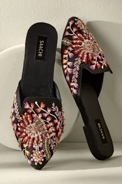 Fashion Soft Surroundings Lola Embellished Slides BlackMulti