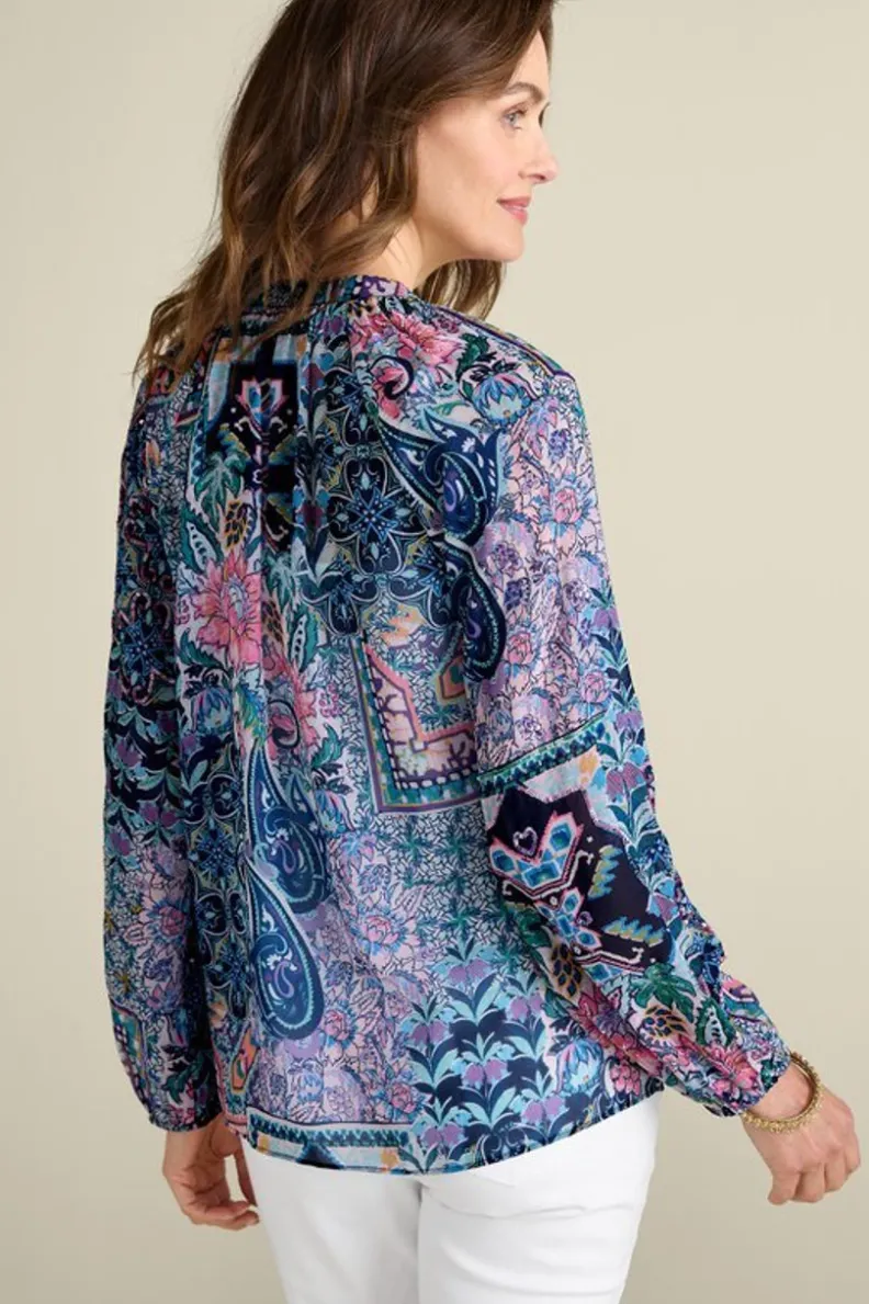 New Soft Surroundings Maisie Long Sleeve Top SafiTapestry