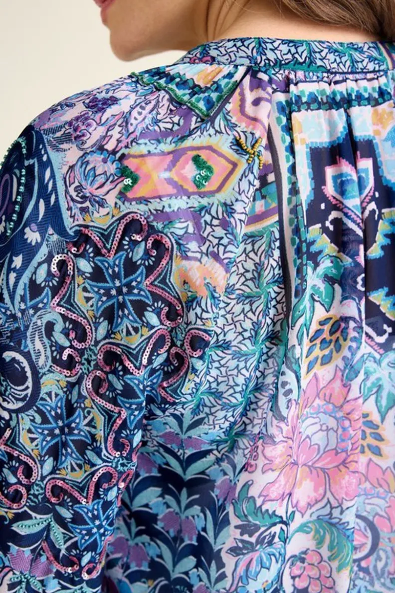 New Soft Surroundings Maisie Long Sleeve Top SafiTapestry