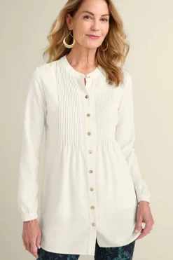 Sale Soft Surroundings Makara Button Tunic IvoryPearl