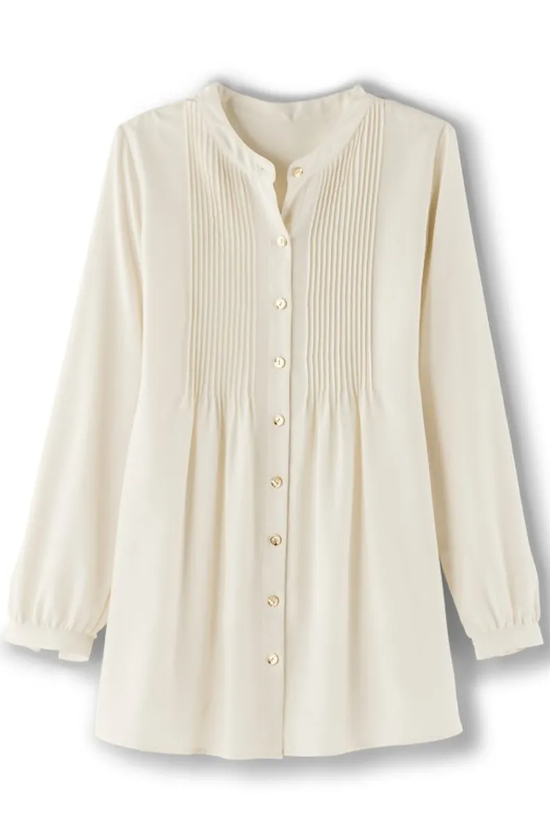 Sale Soft Surroundings Makara Button Tunic IvoryPearl