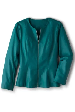 Clearance Soft Surroundings Marfa Leather Jacket DeepLagoon