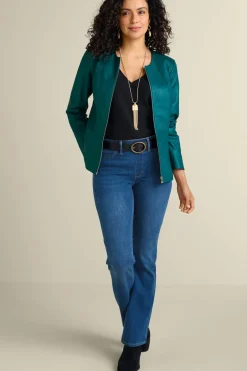 Clearance Soft Surroundings Marfa Leather Jacket DeepLagoon