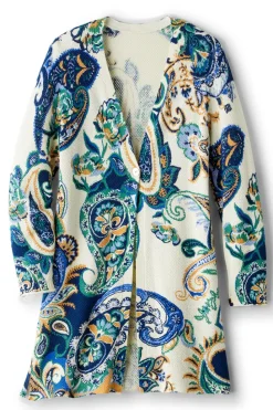 New Soft Surroundings Marin Cardigan AutumnPaisleyScarfBlue