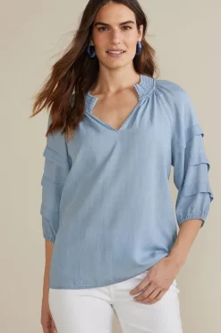 Clearance Soft Surroundings Marisol Tencel™ Top LightChambray