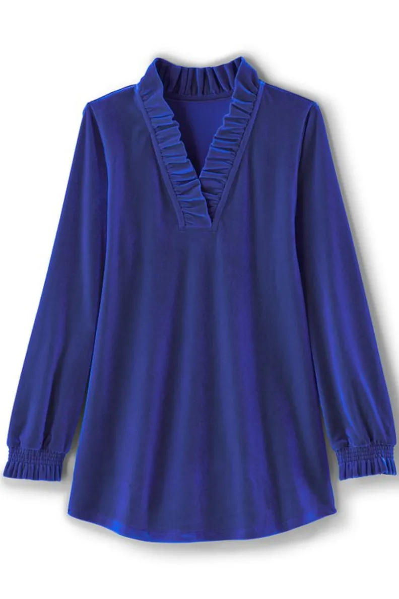 Fashion Soft Surroundings Marlee Ruffle Velvet Top