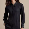 Fashion Soft Surroundings Mattea Faux Leather Cuff Tunic Black