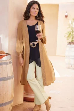 Fashion Soft Surroundings Megara Gauze Topper BrownSugar