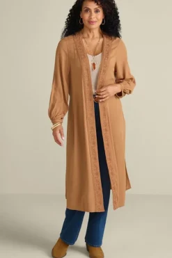 Fashion Soft Surroundings Megara Gauze Topper BrownSugar