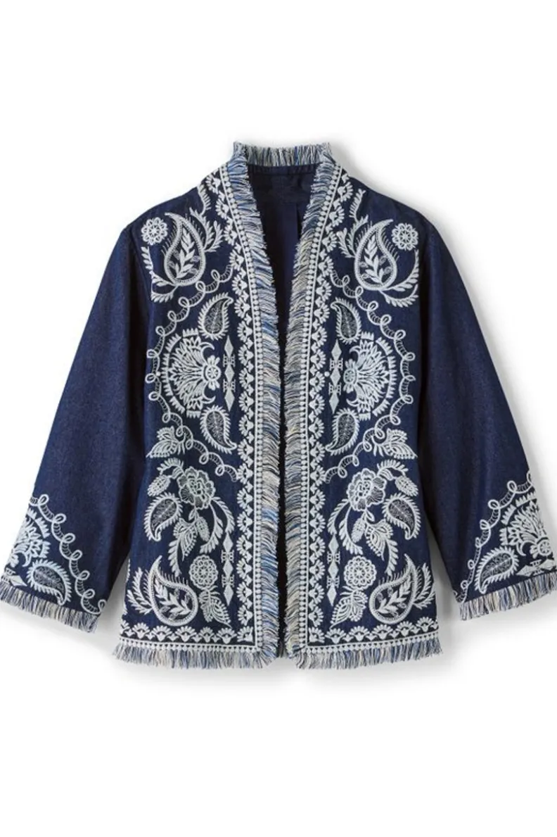 New Soft Surroundings Mesaria Jacket DenimBlue