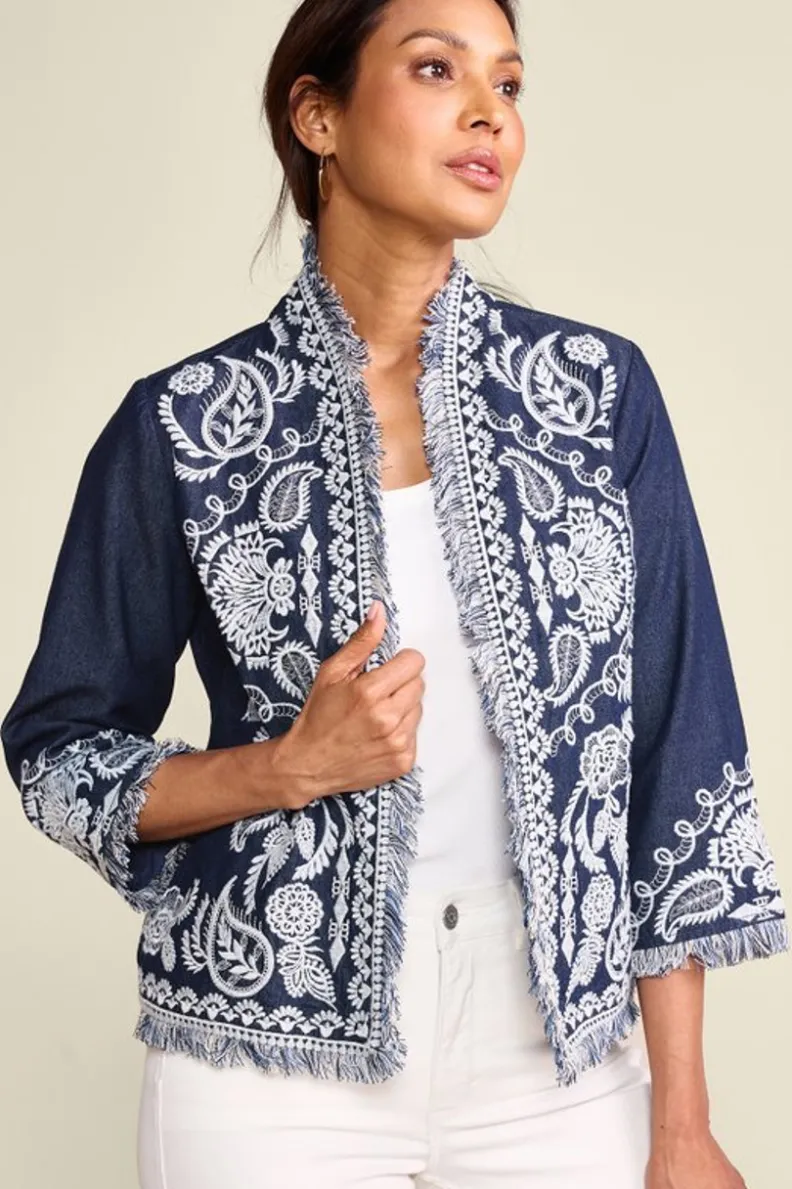 New Soft Surroundings Mesaria Jacket DenimBlue