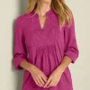 Discount Soft Surroundings Mikaela Embroidered 3/4 Sleeve Tunic RaspberryRadiance
